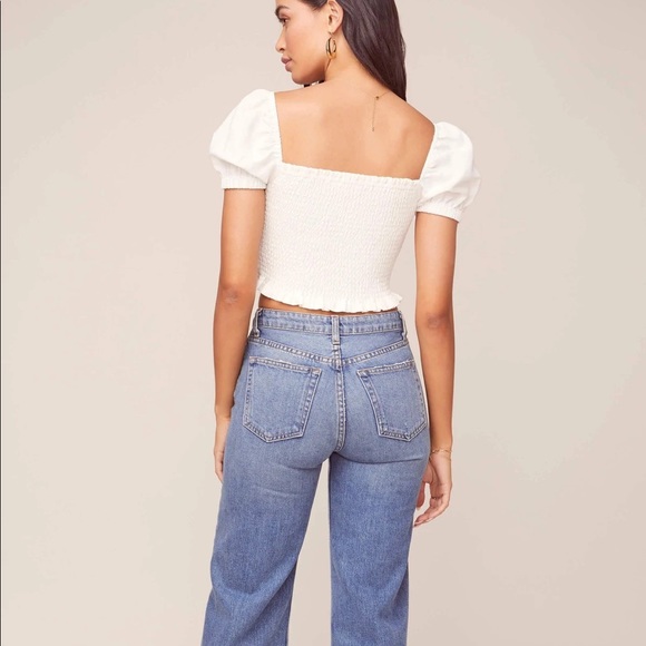 ASTR THE LABEL MASON PUFF SLEEVE CROP TOP White M - Picture 4 of 8